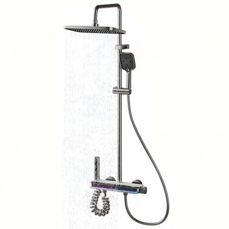 Okos Zuhanyszett, iHunt MZ130GR, LED Kijelző, Digitális Képernyő, 4 Vízáramlási Mód, Állítható [1]