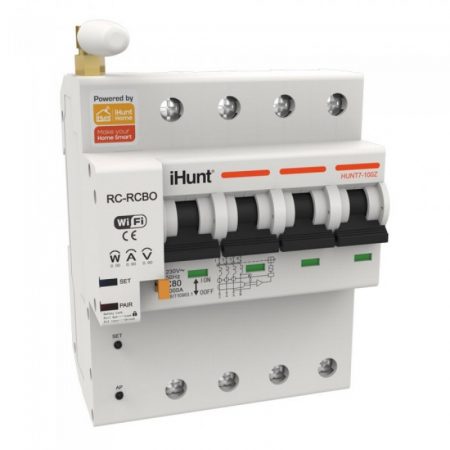 Smart Home - Siguranta automata inteligenta cu contorizare iHunt Home WIFI Smart Circuit Breaker Metering 4P 40A, WIFI 2.4G, Control din aplicatie