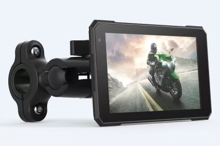 Camere auto DVR - Sistem Moto iSEN MT-5 Dash Cam, Cameră Duală 1080P Față/Spate, Ecran 5" IPS Touch, 1GB RAM, 128MB ROM, Apple CarPlay Wireless, Bluetooth, IP67