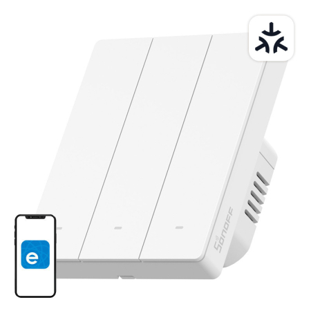 Smart Home - Smart wall switch SONOFF M5-3C-80W Matter (3-channel, to frame)