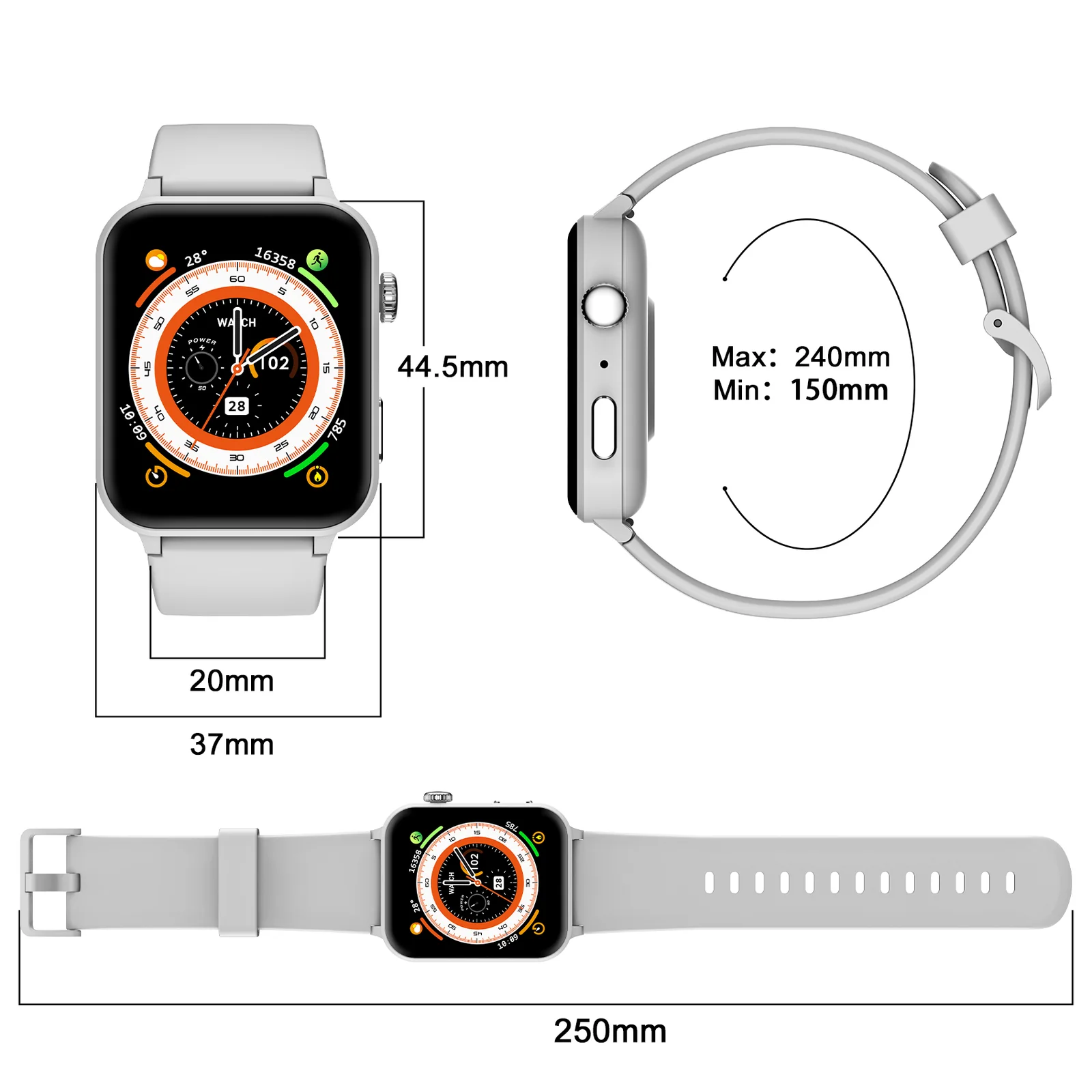 Smartwatch Blackview R30 Max, Grey, 1.91" TFT Touch screen, Voice Assistant, LED Flashlight, Heart Rate, Blood Oxygen, Sleep & Pressure Monitor, 450mAh [7]