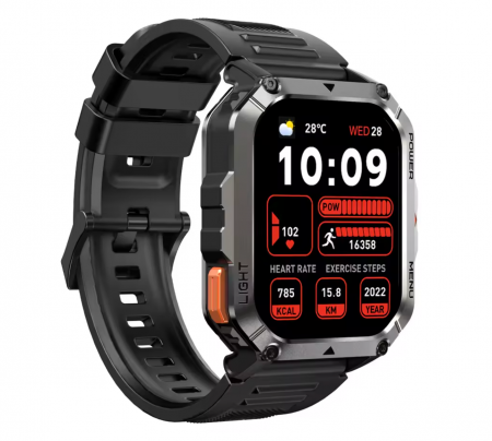 Smartwatch - Smartwatch Blackview W70 Pro, Negru, Ecran tactil TFT de 2.01", Asistenta vocala, Busola, Blitz LED, Monitor de ritm cardiac, Oxigen din sange, 900mAh.
