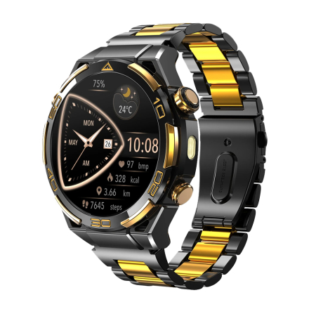 Smartwatch - Smartwatch Blackview W90 Pro, Black & Gold, Metal & 14K Gold, 1.43'' AMOLED HD, 900mAh, GPS, Health and Sport Monitoring, Bluetooth Calling, ChatGPT