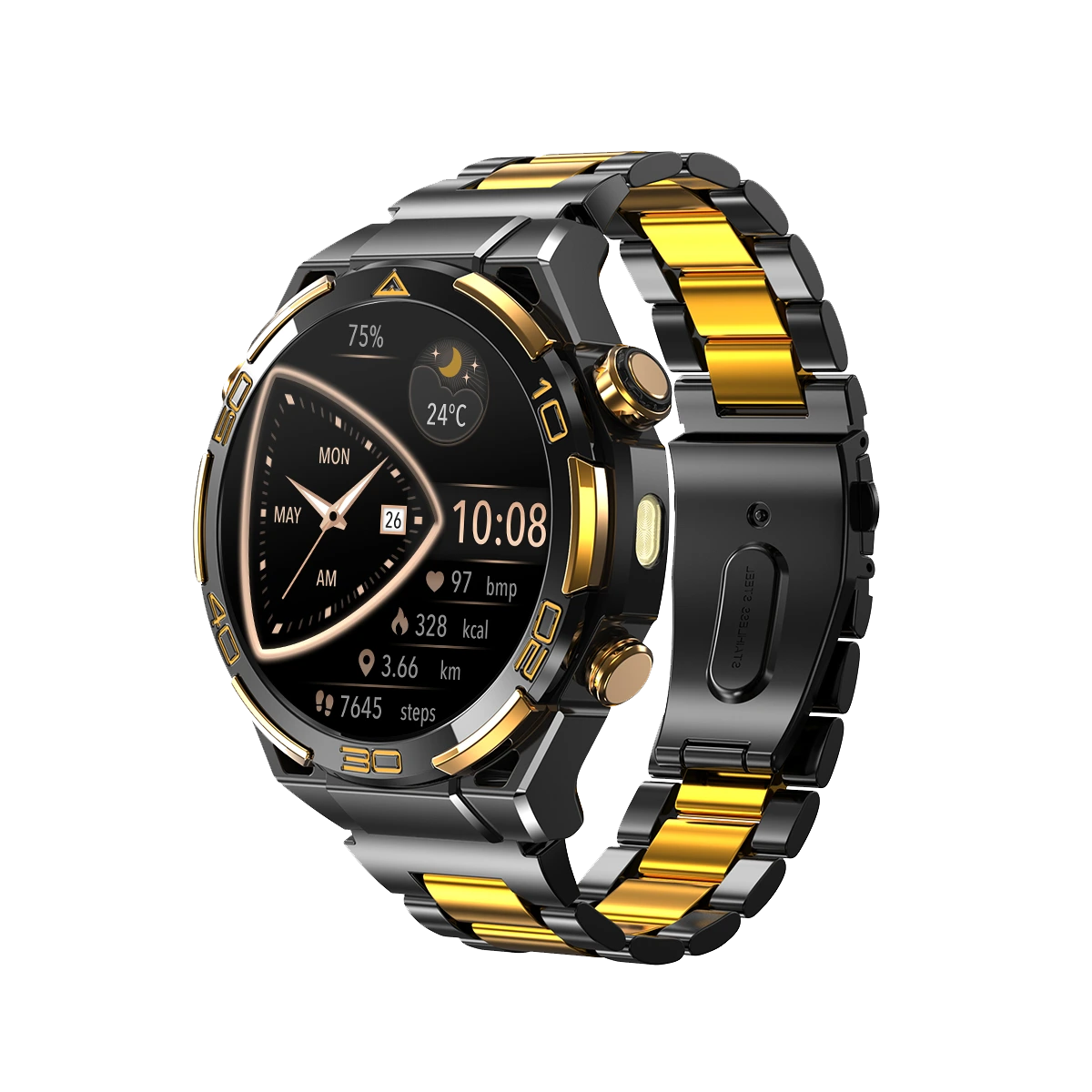 Smartwatch - Smartwatch Blackview W90 Pro, Black & Gold, Metal & 14K Gold, 1.43'' AMOLED HD, 900mAh, GPS, Health and Sport Monitoring, Bluetooth Calling, ChatGPT