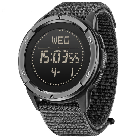 Smartwatch - Smartwatch North Edge Alps, Negru, Ecran FSTN, Compas, Cronograf, Urmarire Pasi & Calorii, Timp Exercitiu, Mod Metronom, Baterie CR2430, Carcasa Fibra de Carbon/Metal