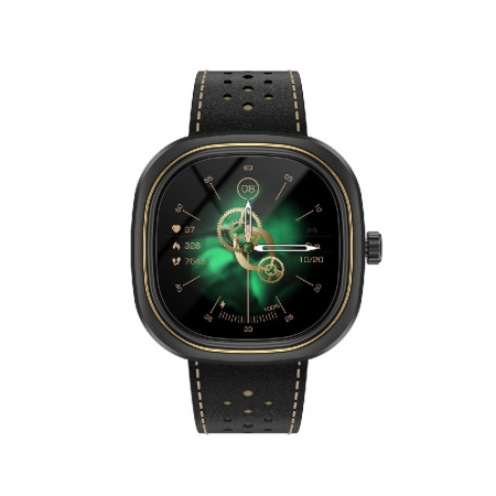 Smartwatch - Smartwatch Doogee DG Ares Negru, Bratara din piele, LCD HD 1.32", Ritm cardiac, Saturatie oxigen, Monitorizare somn, 300mAh