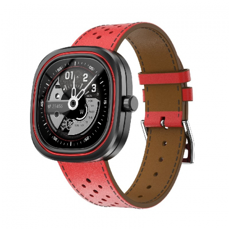 Smartwatch Doogee DG Ares Rosu, Bratara din piele, LCD HD 1.32", Ritm cardiac, Saturatie oxigen, Monitorizare somn, 300mAh [1]