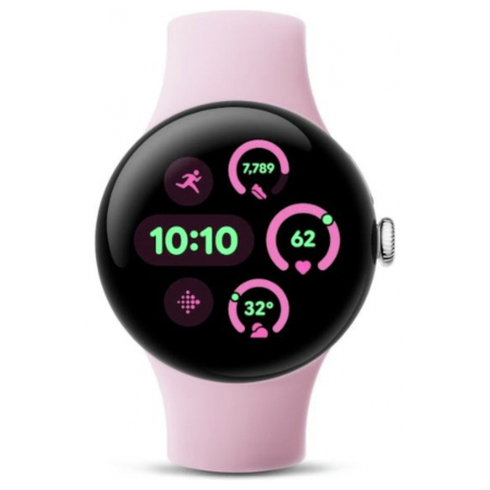 Smartwatch Google Pixel 3 41MM LTE Polished Silver Case, Rose Quartz Active Band [1]