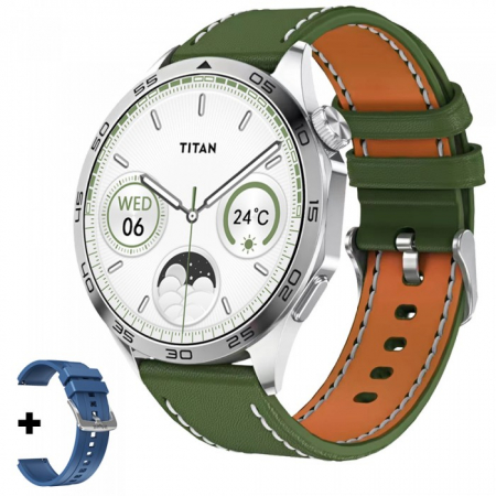 Okos óra - Okosóra iHunt Watch 13 Titan, Green, AMOLED 1.43" Teljes Érintőkijelző, Telefonos Fotó Távirányító, Egészségfigyelés, Multisport, IP68, 330mAh