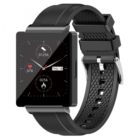 Smartwatch iSEN KS01, fekete színű, IPS HD TFT 1,83", EKG, Vércukorszint, Vér oxigénszint, Alvásfigyelés, HRV, Hőmérő, Zenelejátszás, NFC, 220 mAh [1]