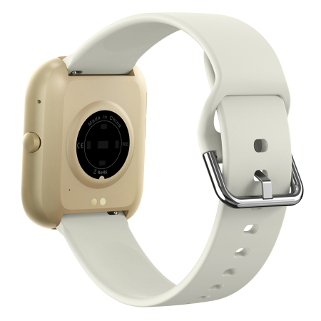 Smartwatch iSEN C08, Auriu, Curea TPU Alb, 1.91" TFT, Ritm Cardiac, Tensiune Arteriala, Oxigen in Sange (SpO2), Moduri Sport, Notificari Apeluri & Mesaje, 200 mAh, Android 5.0 / iOS 10.0 [12]