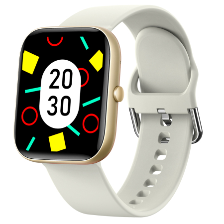 Smartwatch iSEN C08, Auriu, Curea TPU Alb, 1.91" TFT, Ritm Cardiac, Tensiune Arteriala, Oxigen in Sange (SpO2), Moduri Sport, Notificari Apeluri & Mesaje, 200 mAh, Android 5.0 / iOS 10.0 [2]