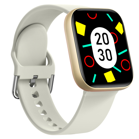 Smartwatch iSEN C08, Auriu, Curea TPU Alb, 1.91" TFT, Ritm Cardiac, Tensiune Arteriala, Oxigen in Sange (SpO2), Moduri Sport, Notificari Apeluri & Mesaje, 200 mAh, Android 5.0 / iOS 10.0 [6]