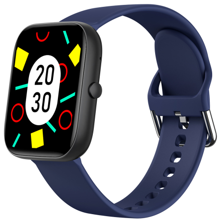 Smartwatch iSEN C08, Negru, Curea TPU Albastru, 1.91" TFT, Ritm Cardiac, Tensiune Arteriala, Oxigen in Sange (SpO2), Moduri Sport, Notificari Apeluri & Mesaje, 200 mAh, Android 5.0 / iOS 10.0 [13]