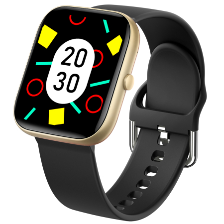 Smartwatch iSEN C08, Auriu, Curea TPU Neagra, 1.91" TFT, Ritm Cardiac, Tensiune Arteriala, Oxigen in Sange (SpO2), Moduri Sport, Notificari Apeluri & Mesaje, 200 mAh, Android 5.0 / iOS 10.0 [9]