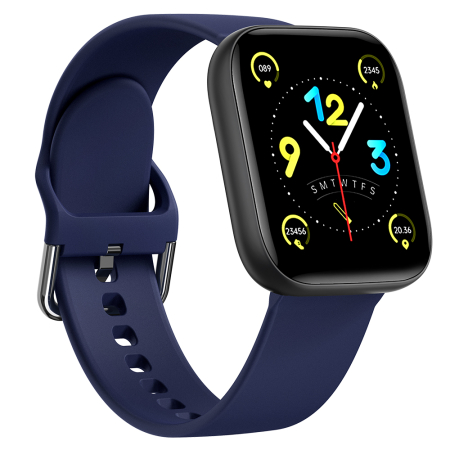 Smartwatch iSEN C08, Negru, Curea TPU Albastru, 1.91" TFT, Ritm Cardiac, Tensiune Arteriala, Oxigen in Sange (SpO2), Moduri Sport, Notificari Apeluri & Mesaje, 200 mAh, Android 5.0 / iOS 10.0 [8]