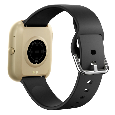 Smartwatch iSEN C08, Auriu, Curea TPU Neagra, 1.91" TFT, Ritm Cardiac, Tensiune Arteriala, Oxigen in Sange (SpO2), Moduri Sport, Notificari Apeluri & Mesaje, 200 mAh, Android 5.0 / iOS 10.0 [12]