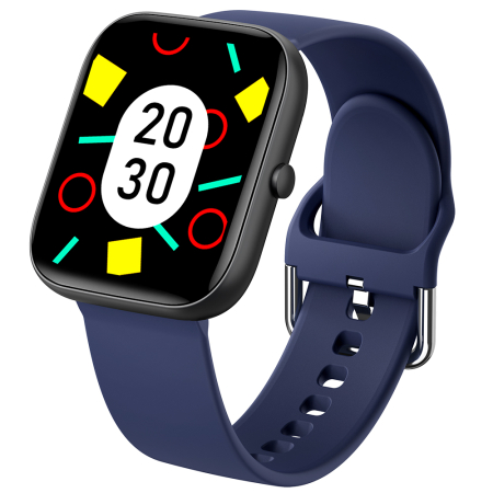 Smartwatch iSEN C08, Negru, Curea TPU Albastru, 1.91" TFT, Ritm Cardiac, Tensiune Arteriala, Oxigen in Sange (SpO2), Moduri Sport, Notificari Apeluri & Mesaje, 200 mAh, Android 5.0 / iOS 10.0 [9]