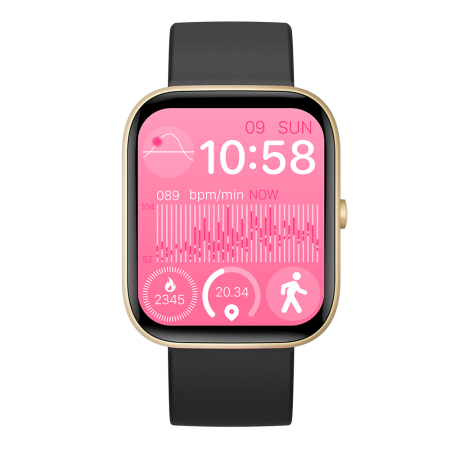 Smartwatch iSEN C08, Auriu, Curea TPU Neagra, 1.91" TFT, Ritm Cardiac, Tensiune Arteriala, Oxigen in Sange (SpO2), Moduri Sport, Notificari Apeluri & Mesaje, 200 mAh, Android 5.0 / iOS 10.0 [5]