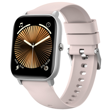 iSEN C09 Smartwatch, Silver, Pink TPU Strap, 1.85" TFT, Heart Rate, Blood Pressure, Blood Oxygen (SpO2), ECG, 7 Sport Modes, Call & Message Notifications, 200 mAh, Android 5.0 / iOS 10.0 [1]