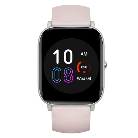 iSEN C09 Smartwatch, Silver, Pink TPU Strap, 1.85" TFT, Heart Rate, Blood Pressure, Blood Oxygen (SpO2), ECG, 7 Sport Modes, Call & Message Notifications, 200 mAh, Android 5.0 / iOS 10.0 [5]