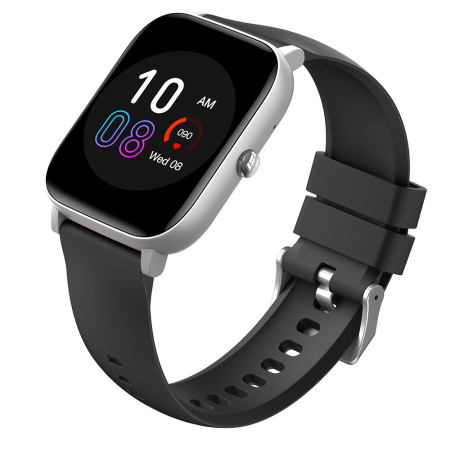 iSEN C09 Smartwatch, Silver, Black TPU Strap, 1.85" TFT, Heart Rate, Blood Pressure, Blood Oxygen (SpO2), ECG, 7 Sport Modes, Call & Message Notifications, 200 mAh, Android 5.0 / iOS 10.0 [6]