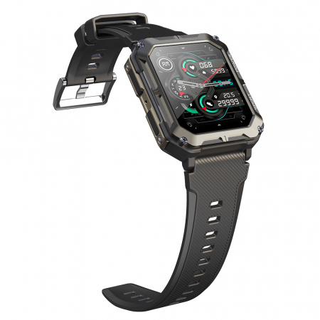 Smartwatch iSEN C20 Pro Black, 1.83 inch, Bluetooth call, Bluetooth 5.0, Heart rate, SpO2, 123 sports, Ip68, 380mAh [12]