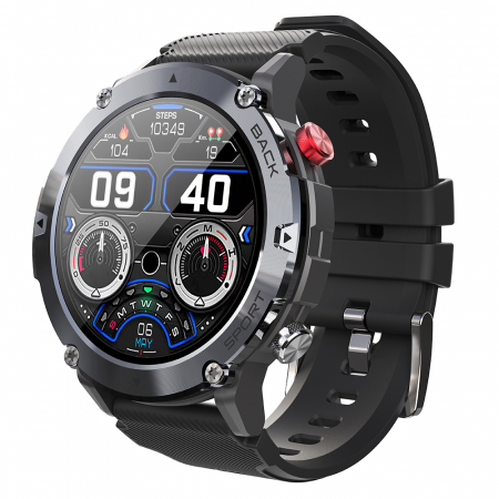 Smartwatch iSEN C21 Pro Negru, 1.32 inch, Apel bluetooth, Bluetooth 5.0, Ritm cardiac, SpO2, 19 sporturi, Ip68, 300mAh [2]