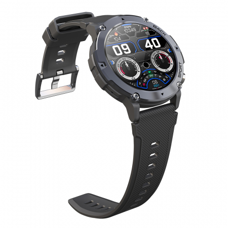 Smartwatch iSEN C21 Pro Negru, 1.32 inch, Apel bluetooth, Bluetooth 5.0, Ritm cardiac, SpO2, 19 sporturi, Ip68, 300mAh [8]