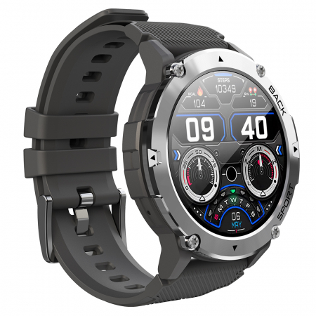 Smartwatch iSEN C21 Pro Silver, 1.32 inch, Apel bluetooth, Bluetooth 5.0, Ritm cardiac, SpO2, 19 sporturi, Ip68, 300mAh [3]