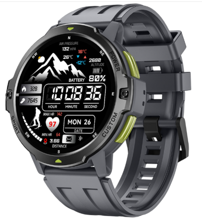 iSEN - iSEN C31 GPS Okosóra, Szürke, 1.46” HD, Bluetooth 5.3 Hívások, Multi-System GPS, Pulzus, Alvás, 100+ Sportmód, 6-Tengelyes Szenzor, 2 ATM, 500mAh Akkumulátor