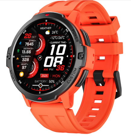 iSEN - iSEN C31 GPS Okosóra, Narancssárga, 1.46” HD, Bluetooth 5.3 Hívások, Multi-System GPS, Pulzus, Alvás, 100+ Sportmód, 6-Tengelyes Szenzor, 2 ATM, 500mAh Akkumulátor