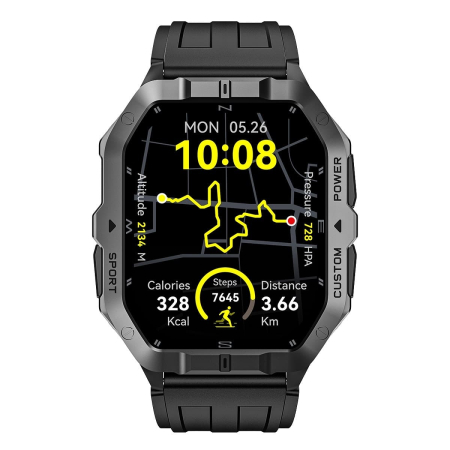 iSEN C32Pro GPS Okosóra, Fekete, 2.02” HD, Multi-GNSS, Bluetooth 5.3 Hívások, Pulzus, Alvás, 60+ Sportmód, 6 Tengelyes Szenzor, WhatsApp Gyorsválasz, 2 ATM, 480mAh [1]
