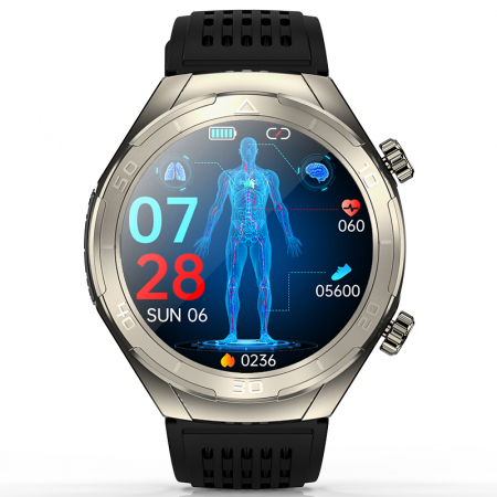 Smartwatch iSEN FD02 Silver, 1.46 "HD, Sleep improvement, Blood glucose, PPG+ECG, HR, Bt call, SOS, Voice assist, Remote care [1]