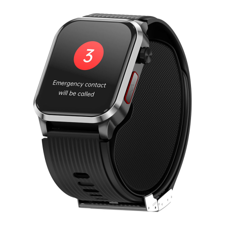 Smartwatch iSEN P300-Pro, Negru, Curea Silicon Neagra, 2.13" AMOLED, Ritm Cardiac, SpO2, Tensiune (Pompa de Aer), ECG, Temperatura, Moduri Sport, Bluetooth, 300 mAh, Android 8.0 / iOS 10.0 [1]