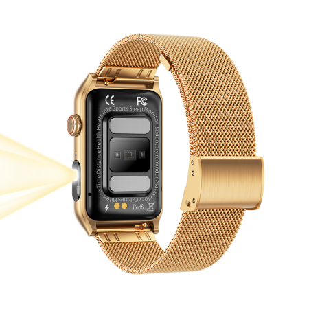 Smartwatch iSEN G50, Metal auriu, 1.57” IPS HD, Bluetooth 5.4, Apeluri Bluetooth, Puls, SpO2, Temperatură, Somn, HRV, Moduri Sport, IP68, Baterie 250mAh [3]