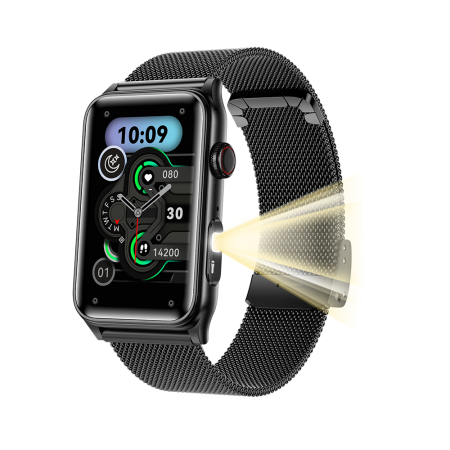 Smartwatch iSEN G50, Metal negru, 1.57” IPS HD, Bluetooth 5.4, Apeluri Bluetooth, Puls, SpO2, Temperatură, Somn, HRV, Moduri Sport, IP68, Baterie 250mAh