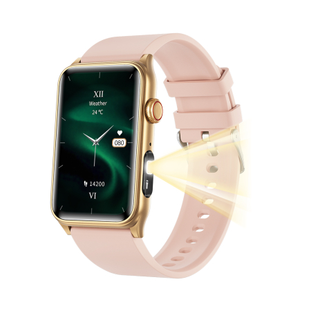 Smartwatch - Smartwatch iSEN G50, Silicon roz, 1.57” IPS HD, Bluetooth 5.4, Apeluri Bluetooth, Puls, SpO2, Temperatură, Somn, HRV, Moduri Sport, IP68, Baterie 250mAh