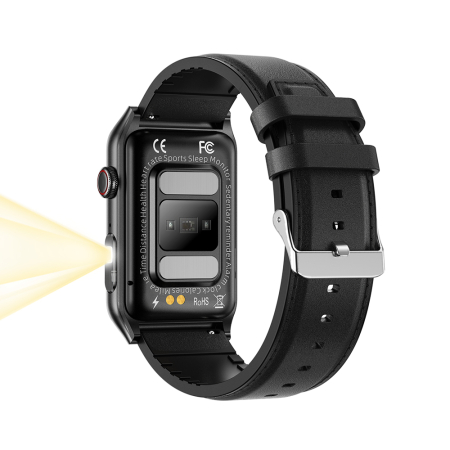 Smartwatch iSEN G50, Piele neagră, 1.57” IPS HD, Bluetooth 5.4, Apeluri Bluetooth, Puls, SpO2, Temperatură, Somn, HRV, Moduri Sport, IP68, Baterie 250mAh [3]