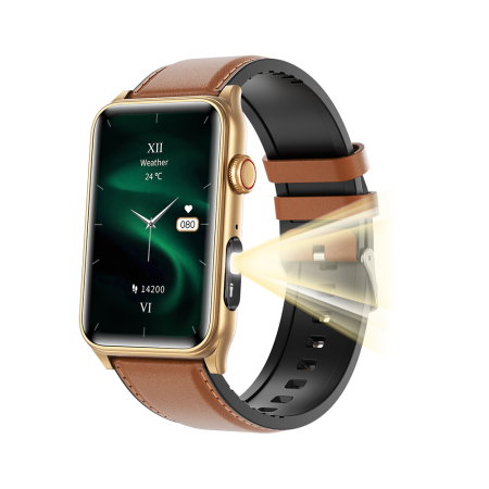 Smartwatch iSEN G50, Piele maro, 1.57” IPS HD, Bluetooth 5.4, Apeluri Bluetooth, Puls, SpO2, Temperatură, Somn, HRV, Moduri Sport, IP68, Baterie 250mAh