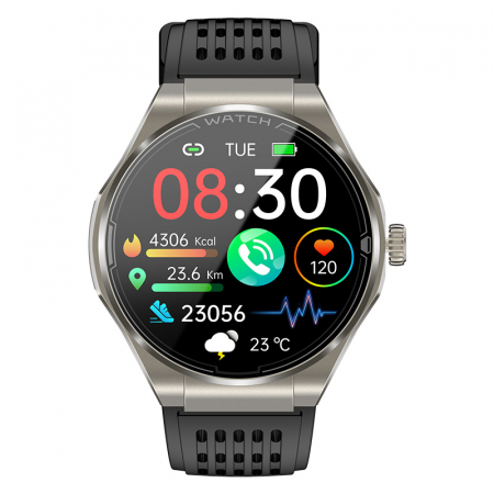 Smartwatch iSEN JA03 Silver, AMOLED 1.43"HD, Glicemie, Apel Bt, Apel SOS, Asist. vocala, Nivel radiatii, EKG, Acid uric, Lipide sange, Masa [1]