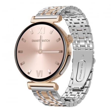 Smartwatch - Smartwatch iSEN JA02 Gold, AMOLED 1.23"HD, Glicemie, Apel Bt, Apel SOS, Asist. vocala, Nivel radiatii, EKG, Acid uric, Lipide sange, Termometru, Masa corporala, 240mAh