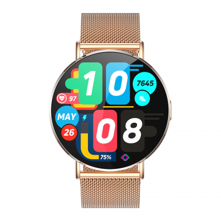 Okosóra iSEN KM88 Arany, 1.32" AMOLED, HRV, EKG, Egészségügyi Funkciók, Bluetooth Hívás, Hangasszisztens, iOS és Android Kompatibilis [5]