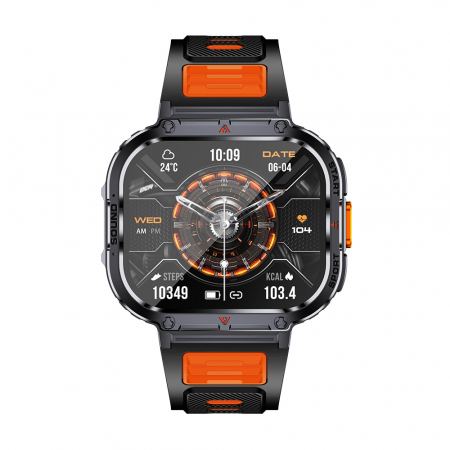 Smartwatch iSEN NX23, Orange, 2.0" HD, HRV, ECG, Health Functions, Sport Functions, Bluetooth Call, Music Control, Flashlight, 400 mAh, Compatible with iOS & Android [9]