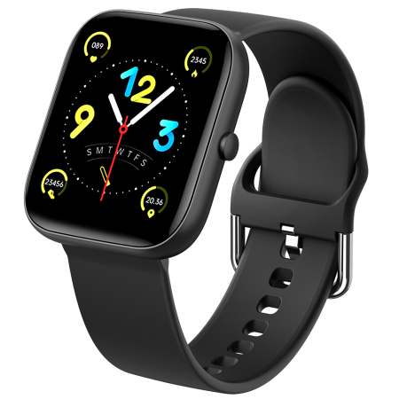 Smartwatch iSEN C08, Negru, Curea TPU Neagra, 1.91" TFT, Ritm Cardiac, Tensiune Arteriala, Oxigen in Sange (SpO2), Moduri Sport, Notificari Apeluri & Mesaje, 200 mAh, Android 5.0 / iOS 10.0 [10]