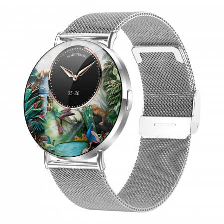 Smartwatch iSEN KM88, Argintiu, 1.32" Amoled, HRV, ECG, Functii Sanatate, Bluetooth Call, Asistenta vocala, Compatibil iOS & Android [6]