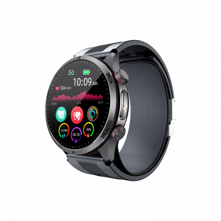 Smartwatch - Smartwatch iSEN S26 Negru, 2.06" AMOLED, Tensiometru cu pompa si airbag, ECG, Monitorizare glicemie, oxigen, temperatura si somn, Moduri sport, Apel BT, Control muzica, Prognoza meteo, NFC, 530mAh