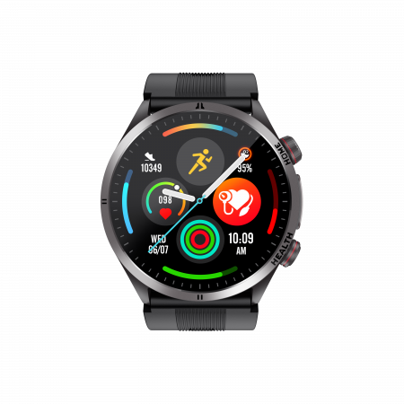 Okosóra iSEN S26 Fekete, 2,06"AMOLED, Légpumpás+légzsákos vérnyomásmérés, ECG, Vércukor, Oxigén, Hőmérséklet és Alvásfigyelés, Sport módok, Bluetooth hívás, Zenevezérlés, Időjárás, NFC, 530mAh [1]