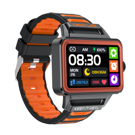Smartwatch iSEN S666, Orange/Gray/Black, 1.57" TFT HD, iOS / Android, NFC, Alerta apel Bluetooth, Jocuri, Monitorizare sanatate, 240mAh [2]