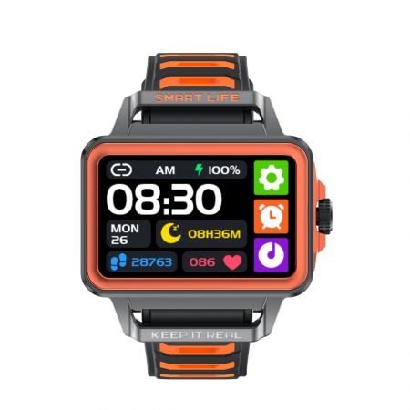 Smartwatch iSEN S666, Orange/Gray/Black, 1.57" TFT HD, iOS / Android, NFC, Alerta apel Bluetooth, Jocuri, Monitorizare sanatate, 240mAh [3]